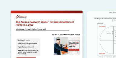 Screenshot of the cover of The Aragon Research Globe for Sales Enablement Platforms, 2023